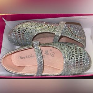 Girls Silver Sparkly Mary Jane Flats